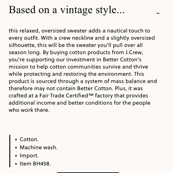 NWT J.Crew Oversized Crewneck Sweater in Stripe, XS - Picture 10 of 10